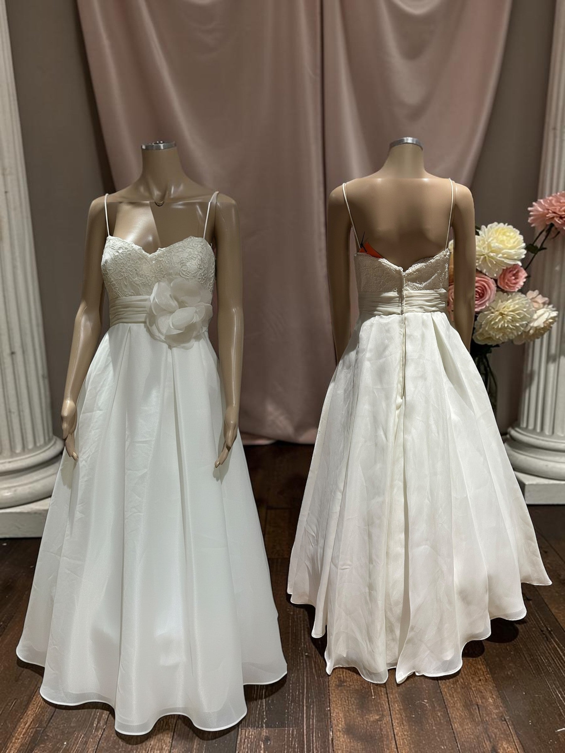 david's bridal a line wedding dress Galina A-Line w/ Lace Bodice, Spaghetti S – Crystal's Bridal Consignment All Sale Made from allover corded Cavalry Ramie Halter Dress Size:M/L- FINAL SALE
