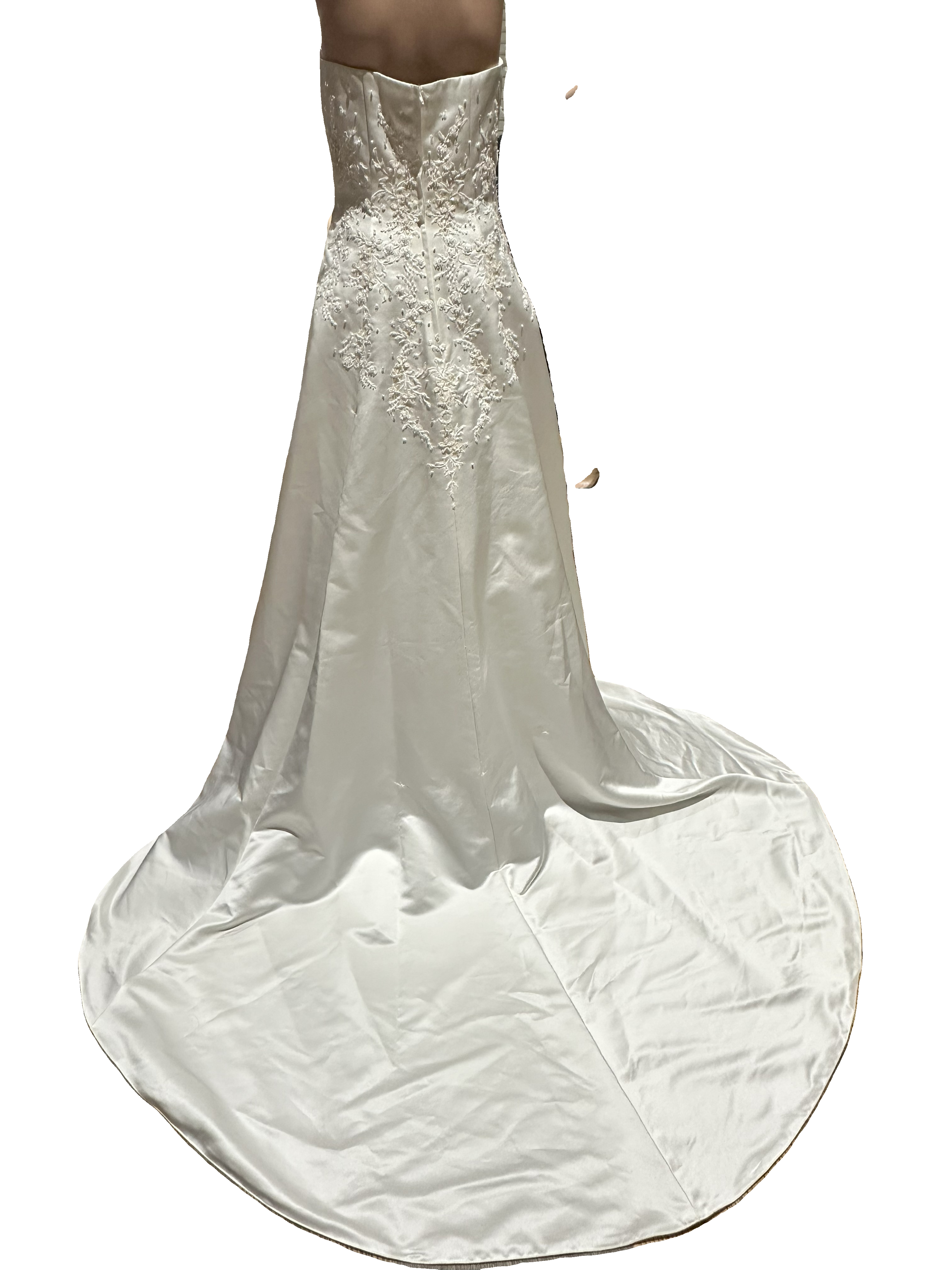 Michaelangelo Collection Ivory A-Line Satin Gown with Beading SIZE 8