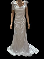 Custom made Elegant Satin Mermaid Wedding Dress with Ruched Bodice & Cap Sleeves | Vintage-Inspired Bridal Gown SIZE 10