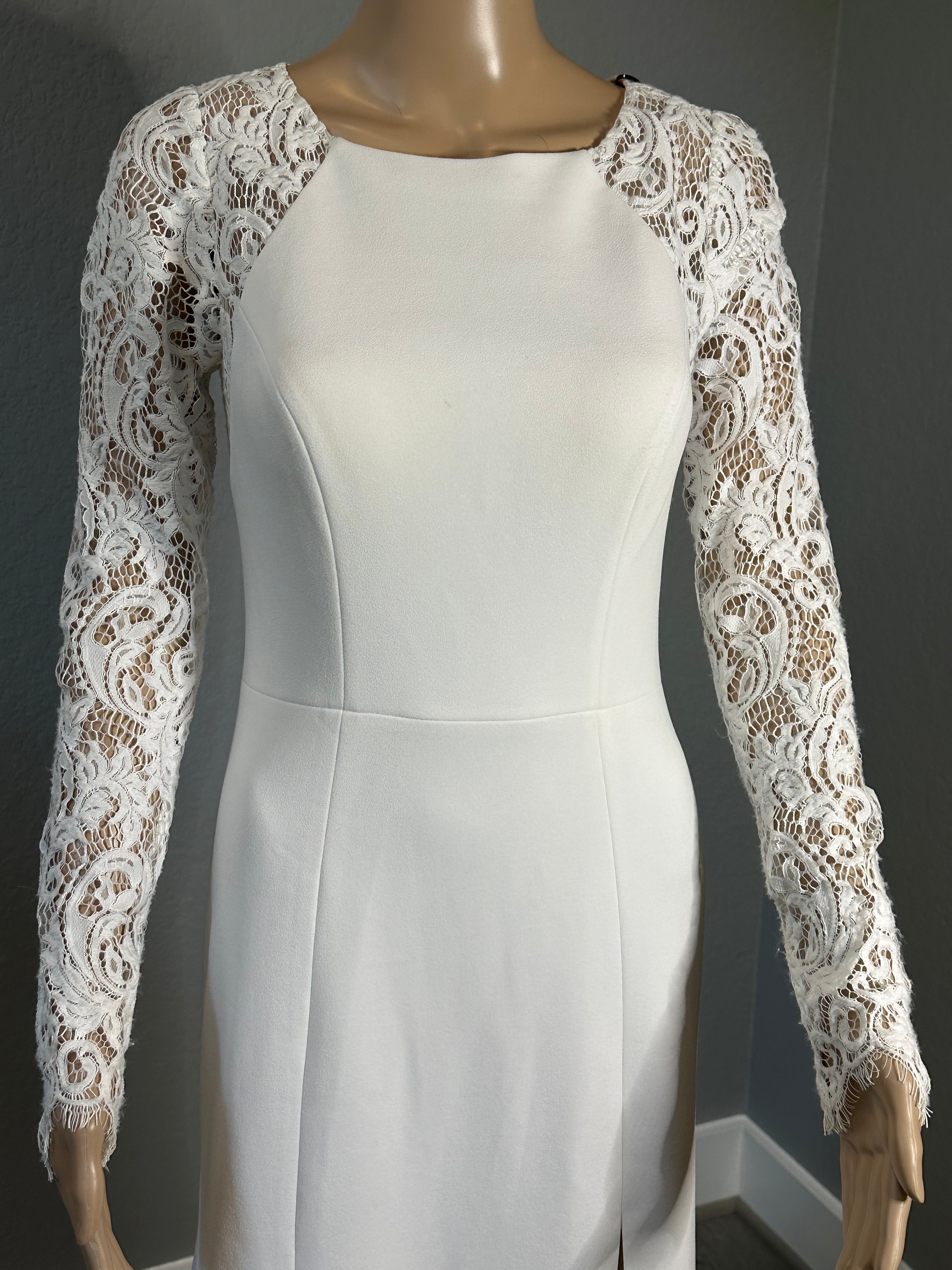 Jenny Yoo- Vow'd Fitted Long Sleeve Sheath with Dress with Elegant Lace/ SIZE 4