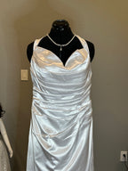 Custom made Elegant Satin Mermaid Wedding Dress with Ruched Bodice & Cap Sleeves | Vintage-Inspired Bridal Gown SIZE 10
