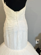 Simone Carvalli Elegant Mermaid Wedding Dress with Beaded Ruched Bodice & Tulle Skirt Train SIZE 12
