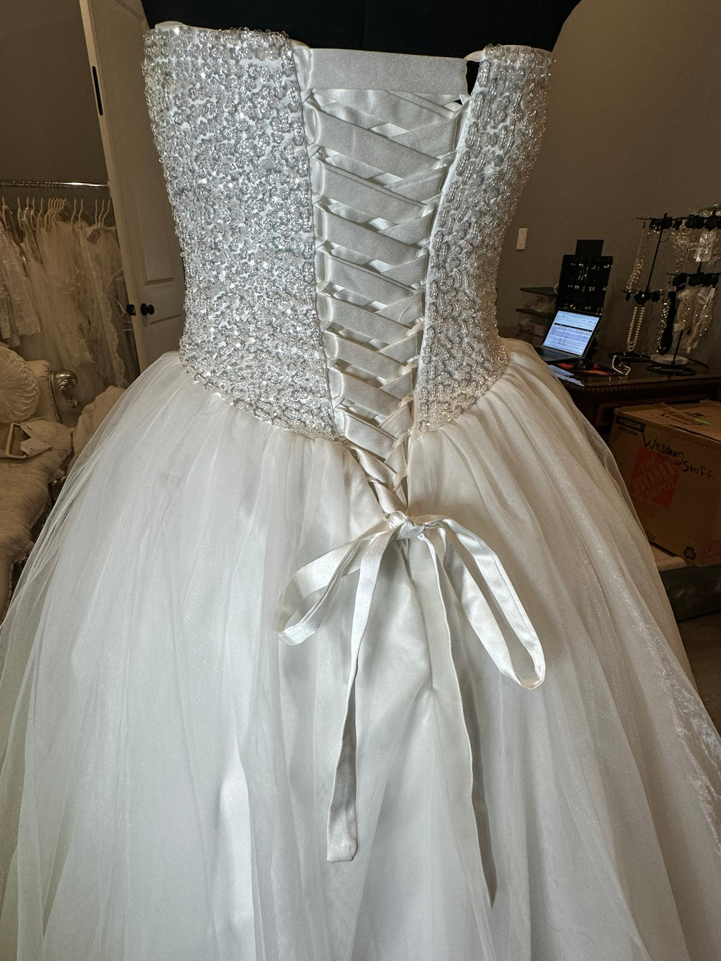Alfred Angelo A-Line Strapless Sweetheart Gown with a  Corset Back- SIZE 8