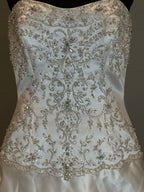 Allure Bridals Strapless Beaded Wedding Dress with Satin Ball Gown Skirt & Train SIZE 10