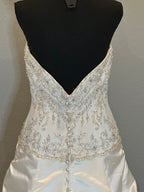 Allure Bridals Strapless Beaded Wedding Dress with Satin Ball Gown Skirt & Train SIZE 10