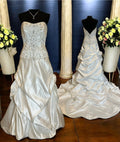 Allure Bridals Strapless Beaded Wedding Dress with Satin Ball Gown Skirt & Train SIZE 10