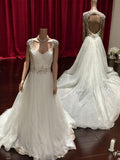 Blue by Enzoani Halifax A-Line Tulle Wedding Dress w/ Beaded Cap Sleeves & Open Back SIZE 8