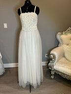 Alyce Designs Boho Lace Wedding Dress with Spaghetti Straps | A-Line Tulle Bridal Gown SIZE 8