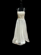 Alyce Designs Boho Lace Wedding Dress with Spaghetti Straps | A-Line Tulle Bridal Gown SIZE 8