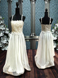 Alyce Designs Boho Lace Wedding Dress with Spaghetti Straps | A-Line Tulle Bridal Gown SIZE 8