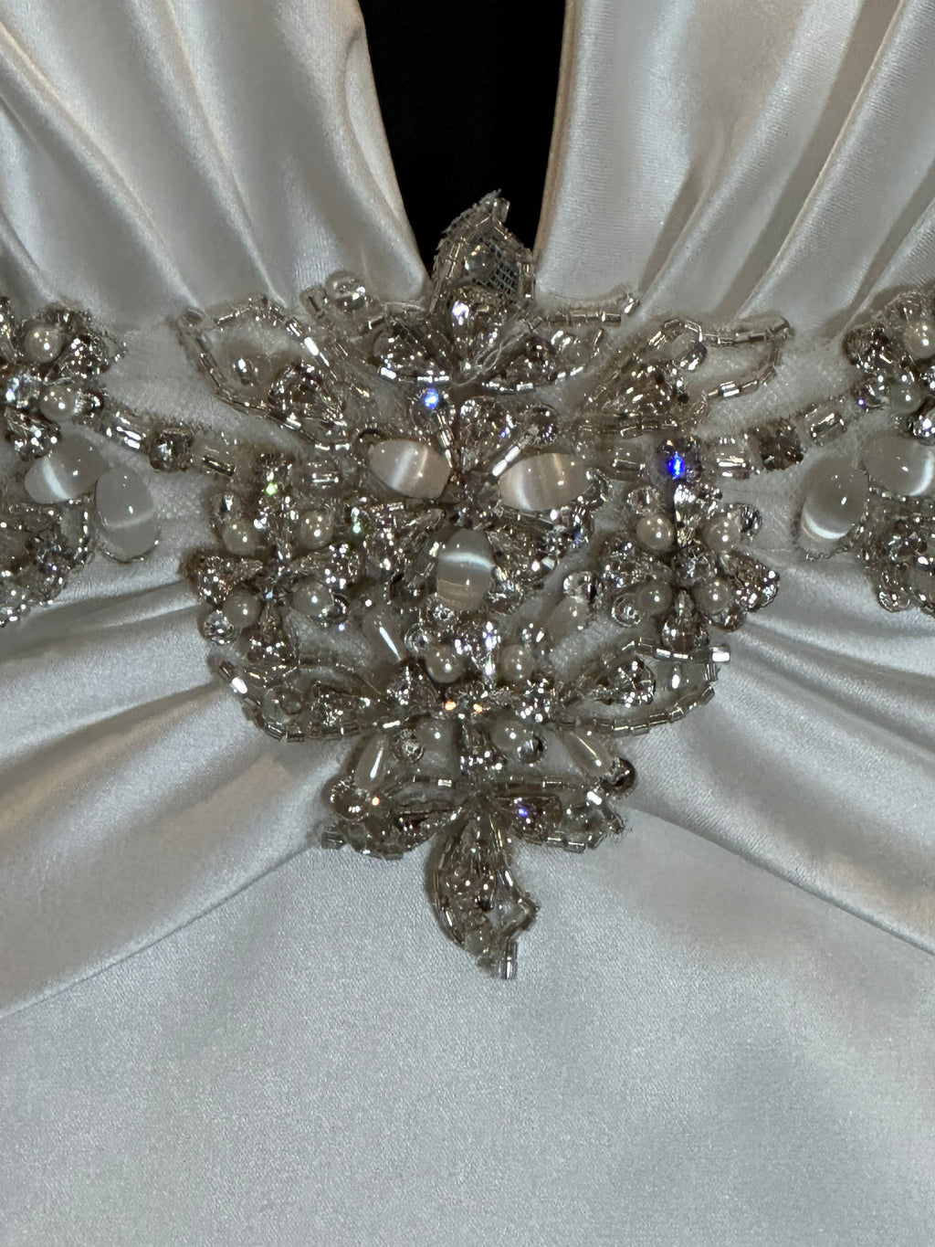 Impression Satin Halter Wedding Dress with Plunging Neckline & Beaded Waist Detail SIZE 12