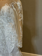 Illusion Long Sleeve Lace Mermaid Wedding Dress with Sheer Back & Scalloped Train SIZE 12