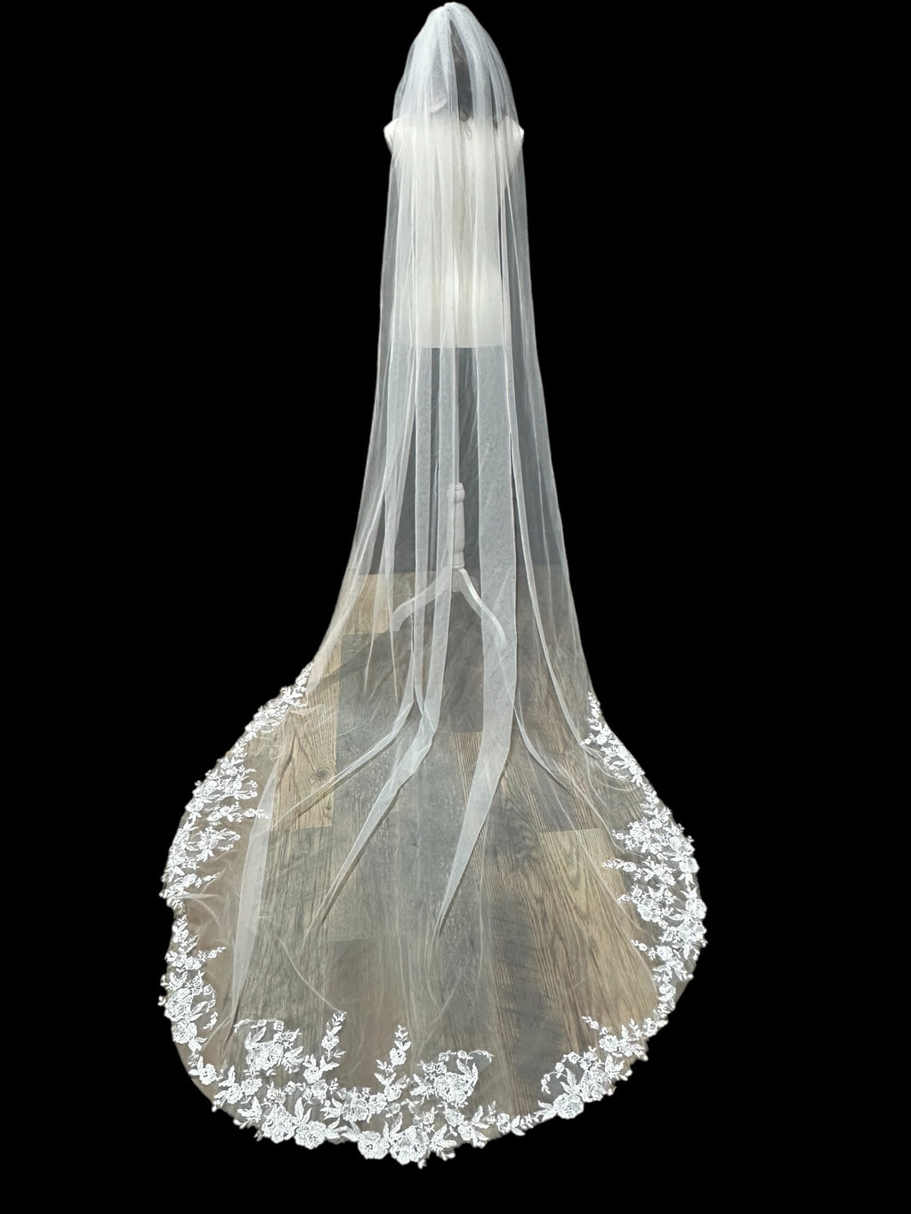 Cathedral Length Wedding Veil – Lace Edge Bridal Veil, Single Tier Soft Tulle Veil