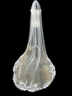 Cathedral Length Wedding Veil – Lace Edge Bridal Veil, Single Tier Soft Tulle Veil