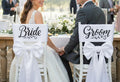 “Bride & Groom” Satin Wedding Chair Sash Set