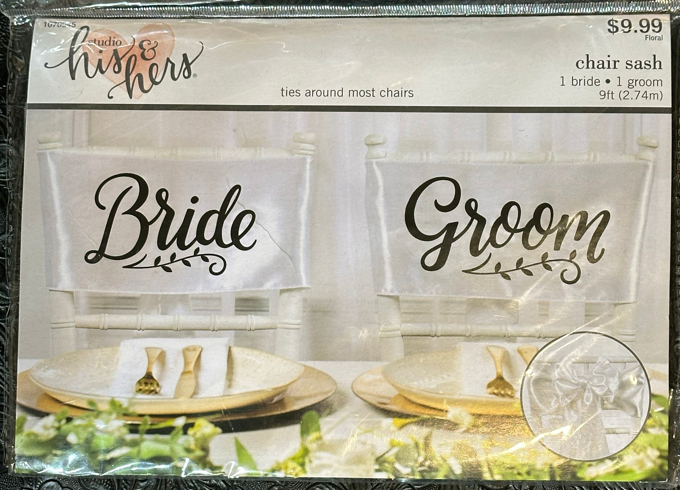“Bride & Groom” Satin Wedding Chair Sash Set