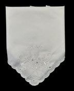 Bride Embroidered Wedding Handkerchief with Rhinestone Floral Design