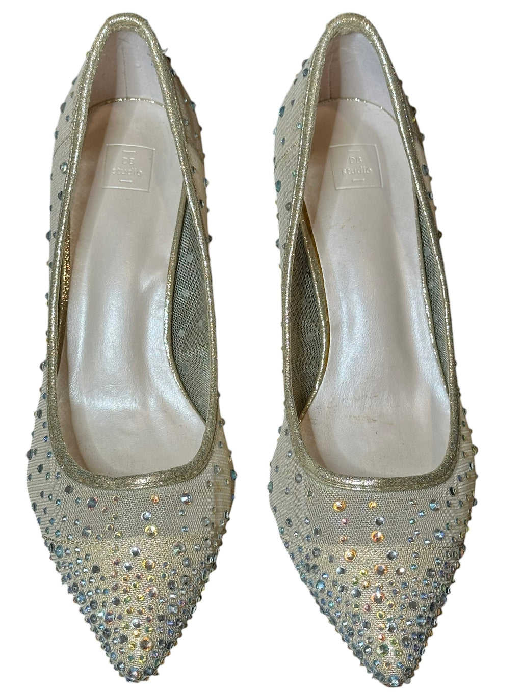 David’s Bridal DB Studio Crystal Embellished Bridal Heels – Champagne Pointed Toe Pumps