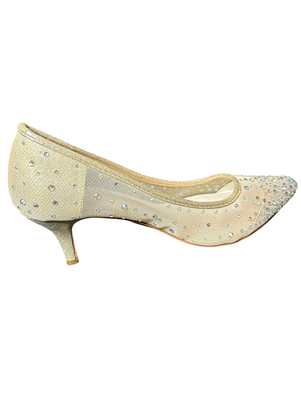 David’s Bridal DB Studio Crystal Embellished Bridal Heels – Champagne Pointed Toe Pumps