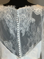 Christina Wu Long Sleeve Lace Mermaid Wedding Dress with Illusion Back & Train SIZE 10