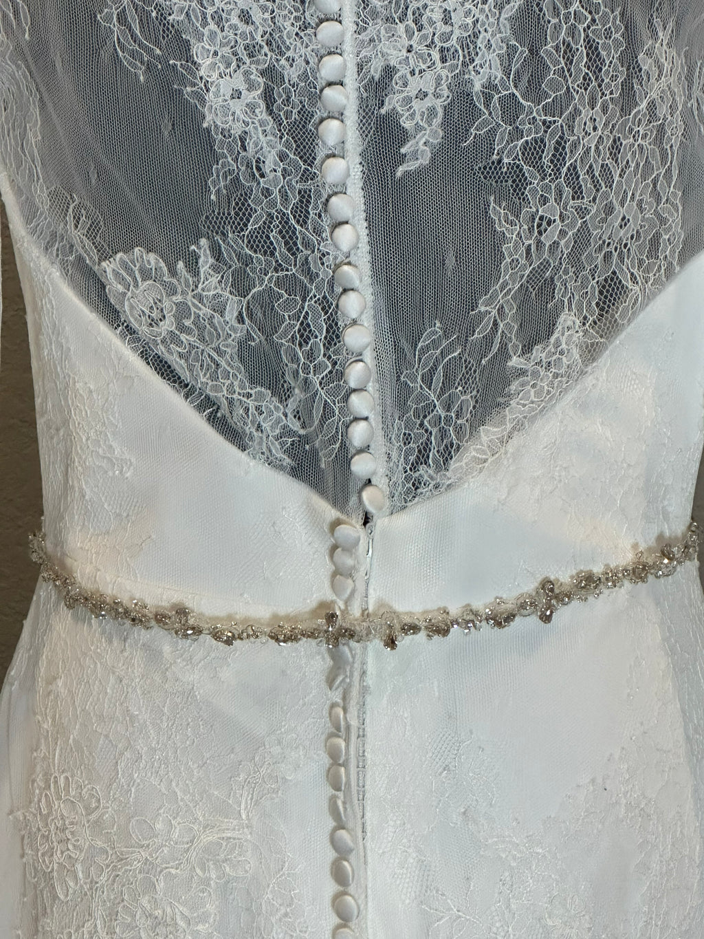 Christina Wu Long Sleeve Lace Mermaid Wedding Dress with Illusion Back & Train SIZE 10