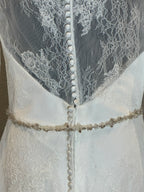 Christina Wu Long Sleeve Lace Mermaid Wedding Dress with Illusion Back & Train SIZE 10