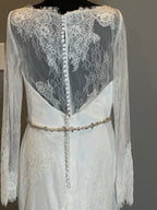 Christina Wu Long Sleeve Lace Mermaid Wedding Dress with Illusion Back & Train SIZE 10
