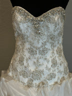 Christina Wu Strapless Wedding Dress – Beaded Bodice, Ruffle Ball Gown, Lace-Up Back- SIZE 10