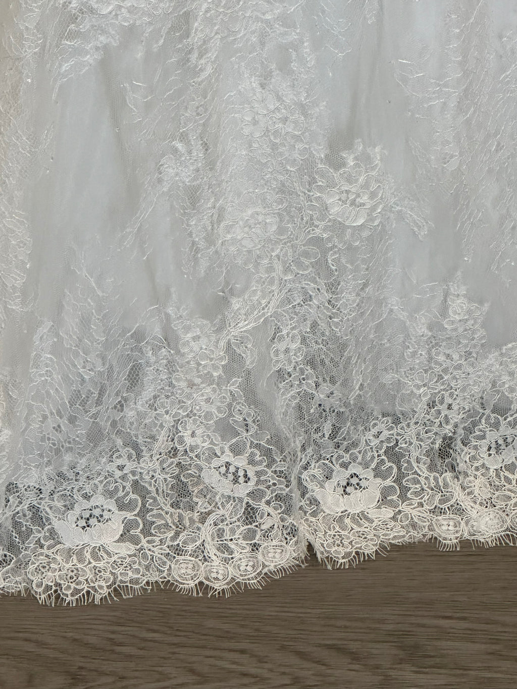 Christina Wu Long Sleeve Lace Mermaid Wedding Dress with Illusion Back & Train SIZE 10