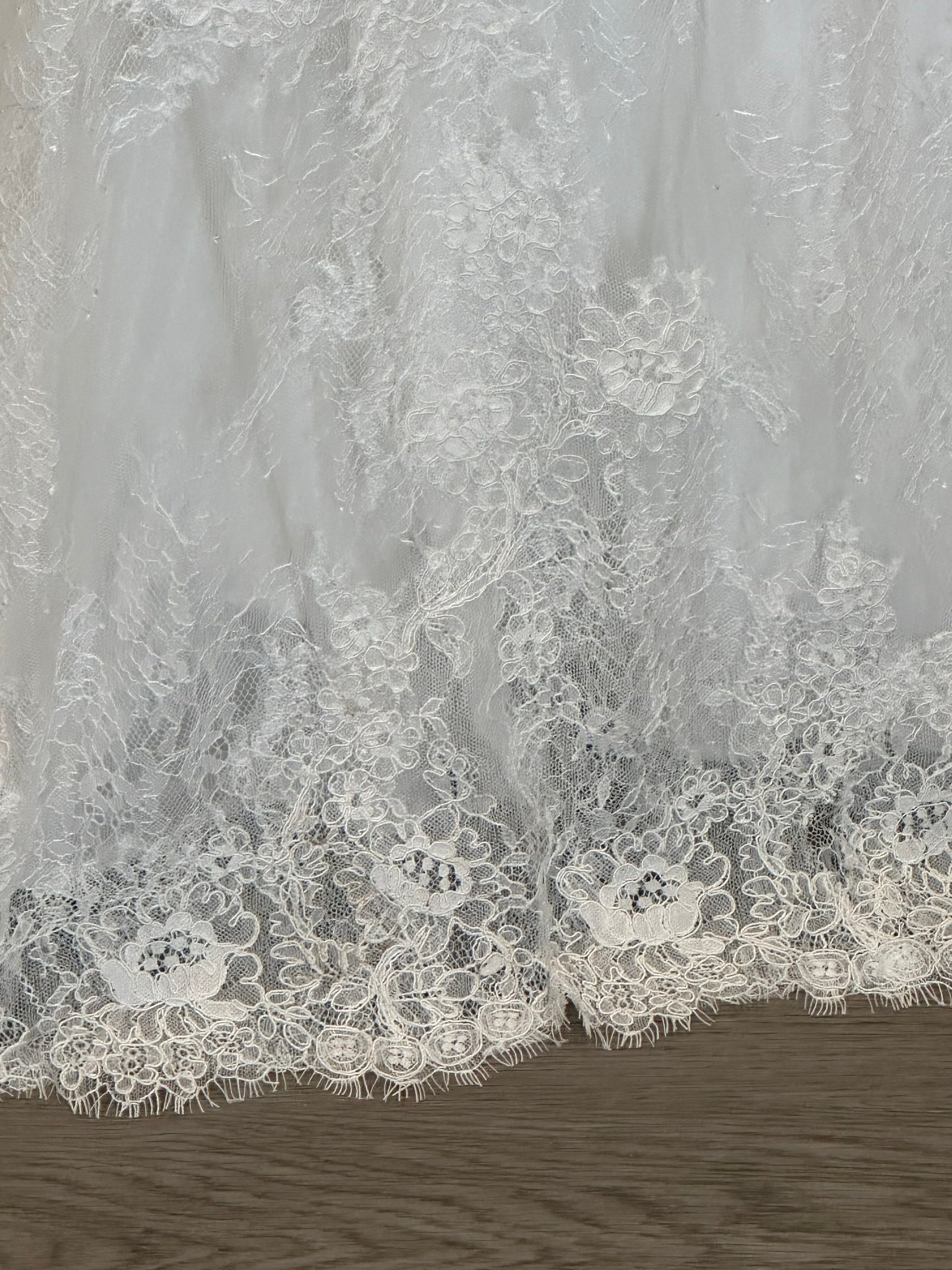 Christina Wu Long Sleeve Lace Mermaid Wedding Dress with Illusion Back & Train SIZE 10