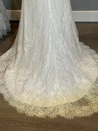 Christina Wu Long Sleeve Lace Mermaid Wedding Dress with Illusion Back & Train SIZE 10