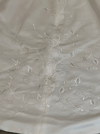 Emme Bridal Satin A-Line Wedding Dress w/ Spaghetti Straps, Corset Back & Embroidery SIZE 14