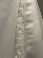 Michaelangelo David’s Bridal Strapless Satin A-Line Wedding Dress w/ Corset Back & Chapel Train SIZE 8