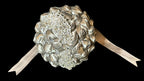 Silver Satin Rose Bud Bridal Bouquet with Crystal Accents