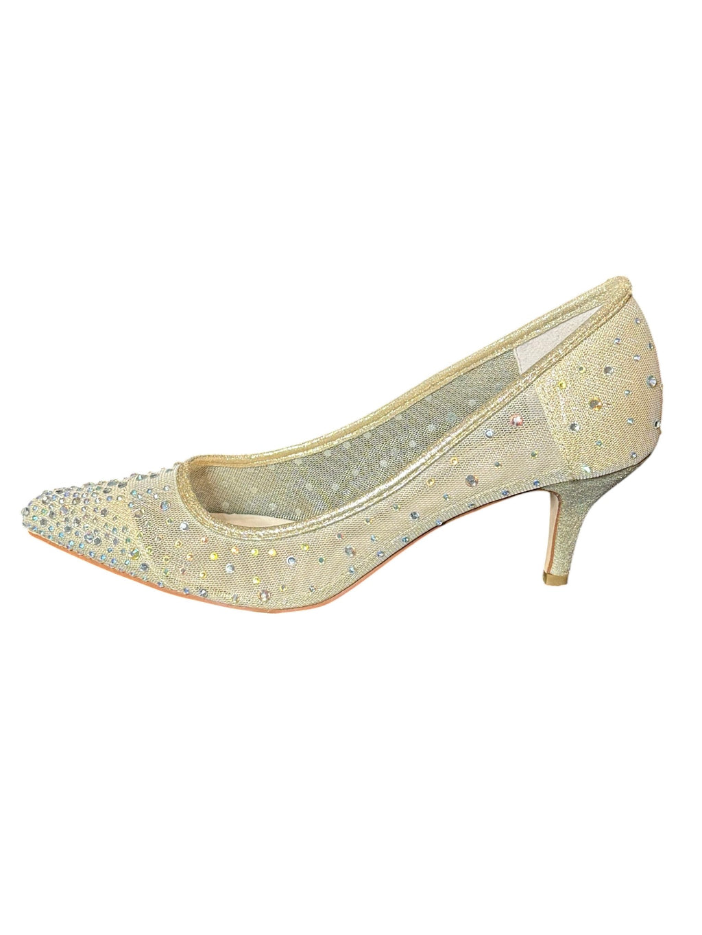 David’s Bridal DB Studio Crystal Embellished Bridal Heels – Champagne Pointed Toe Pumps