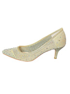 David’s Bridal DB Studio Crystal Embellished Bridal Heels – Champagne Pointed Toe Pumps