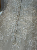 David Tutera Strapless Lace Mermaid Wedding Dress w/ Beaded Belt & Chapel Train SIZE 12