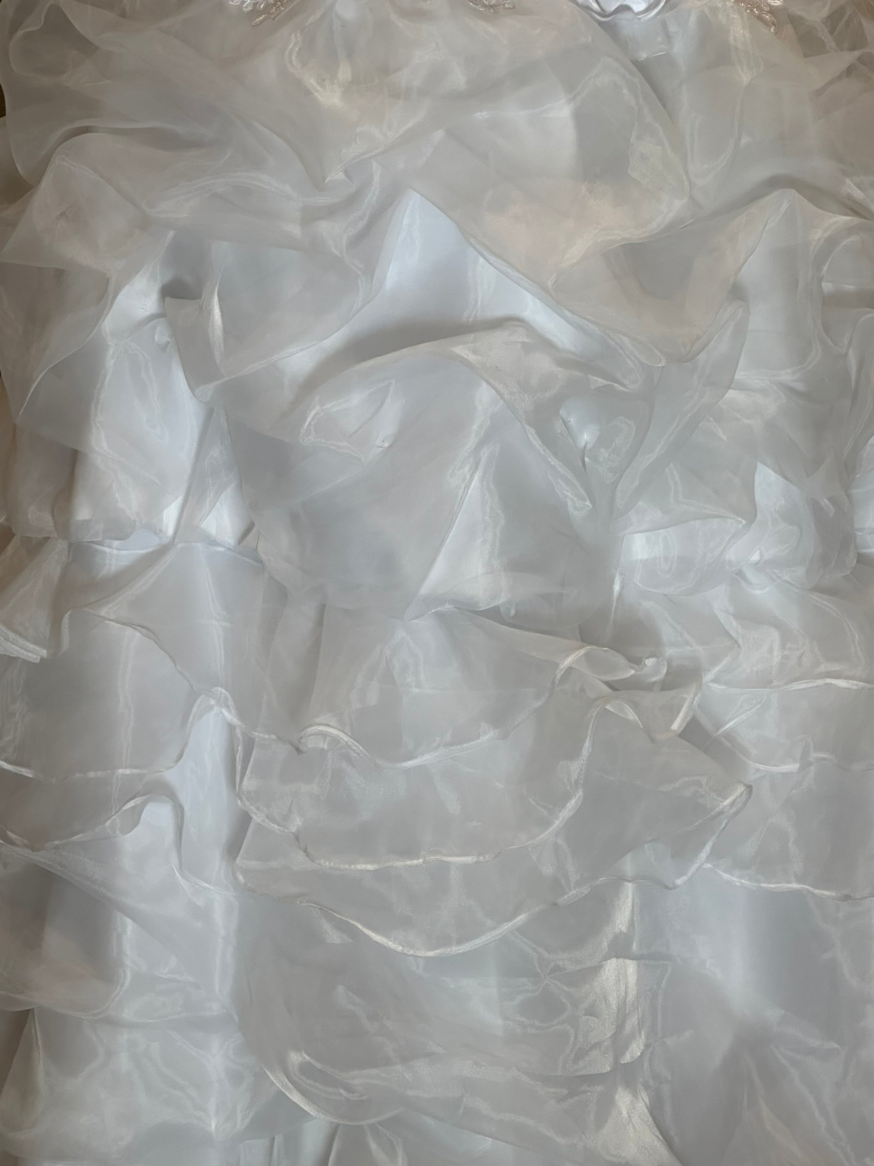E Jue Shung Strapless Wedding Dress – Ruffle Ball Gown, High-Low Convertible Style- SIZE 16