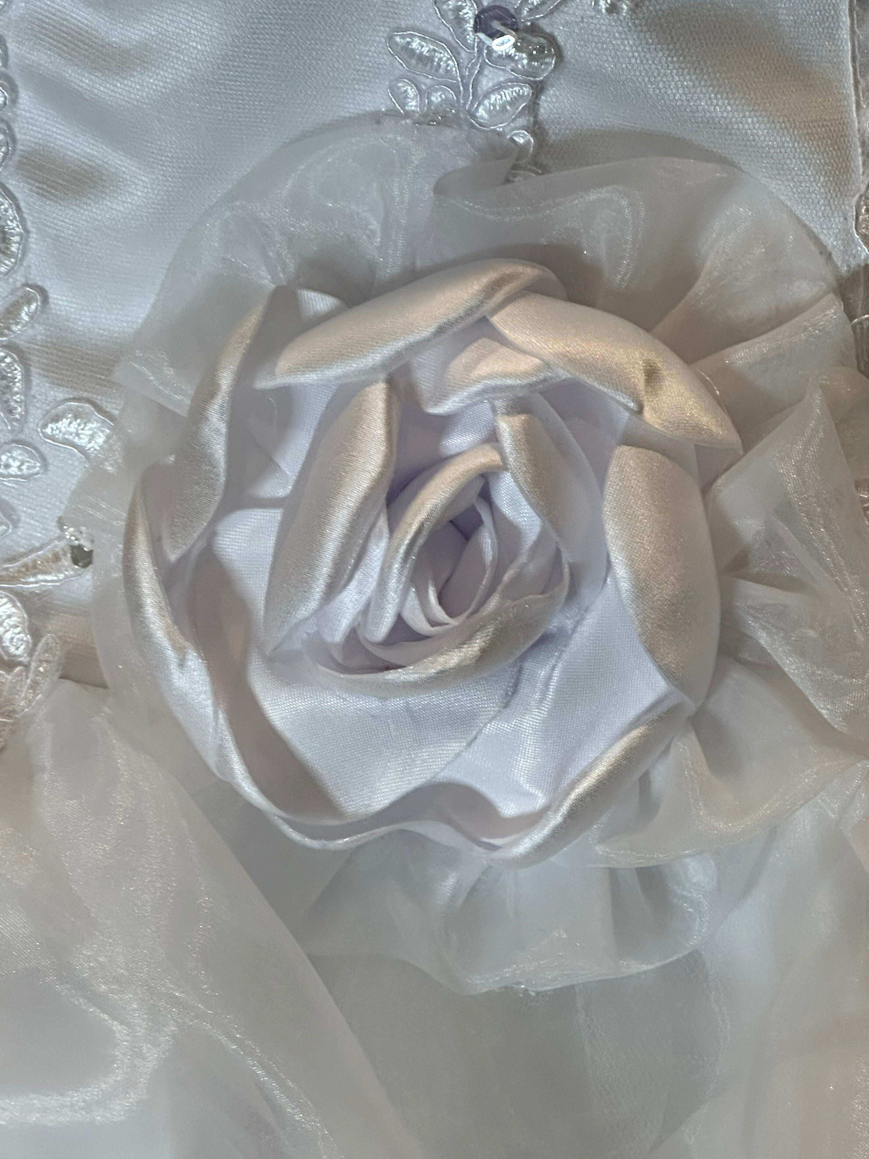 E Jue Shung Strapless Wedding Dress – Ruffle Ball Gown, High-Low Convertible Style- SIZE 16