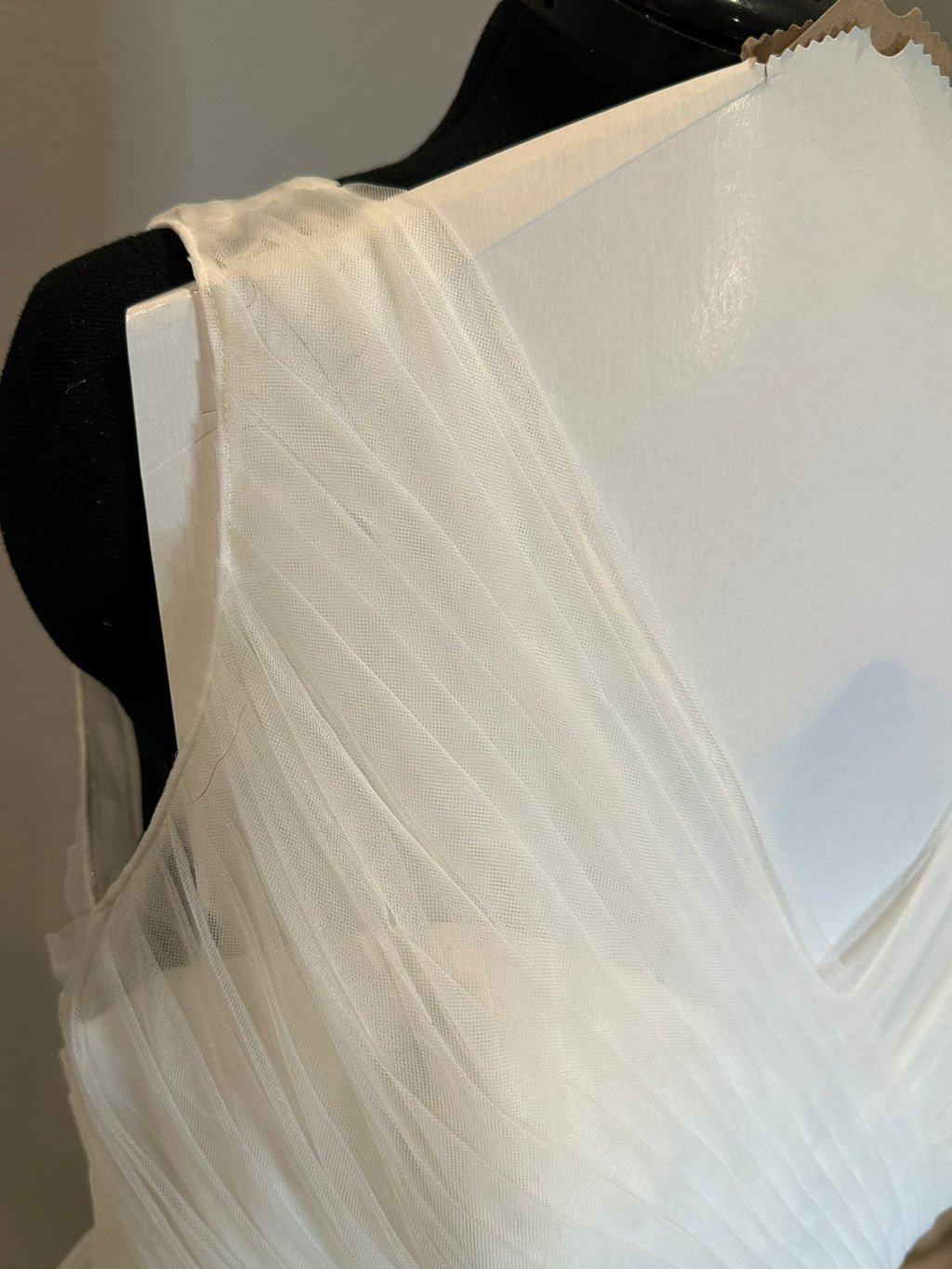 Boutique by Eddy K Wedding Dress – Organza Ruffle Ball Gown, V-Neck, Dramatic Train- SIZE 20