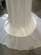 A-line Gown with Beautiful Slit with High Lace Neckline and V-Neck Back with Lace SIZE 6