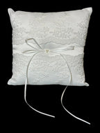 Elegant White Lace Wedding Ring Pillow