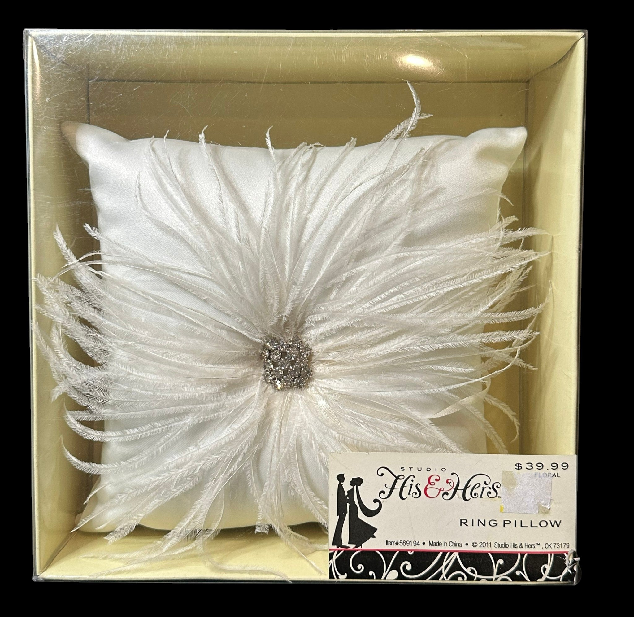 Luxury Inspired Feather Wedding Ring Pillow