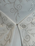 Emme Bridal Satin A-Line Wedding Dress w/ Spaghetti Straps, Corset Back & Embroidery SIZE 14