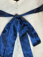 Essense of Australia Sweetheart Ruched Wedding Dress with Navy Sash & Train SIZE 10