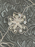 Fingertip Wedding Veil with Blusher – Floral Embroidered Lace Edge Bridal Veil