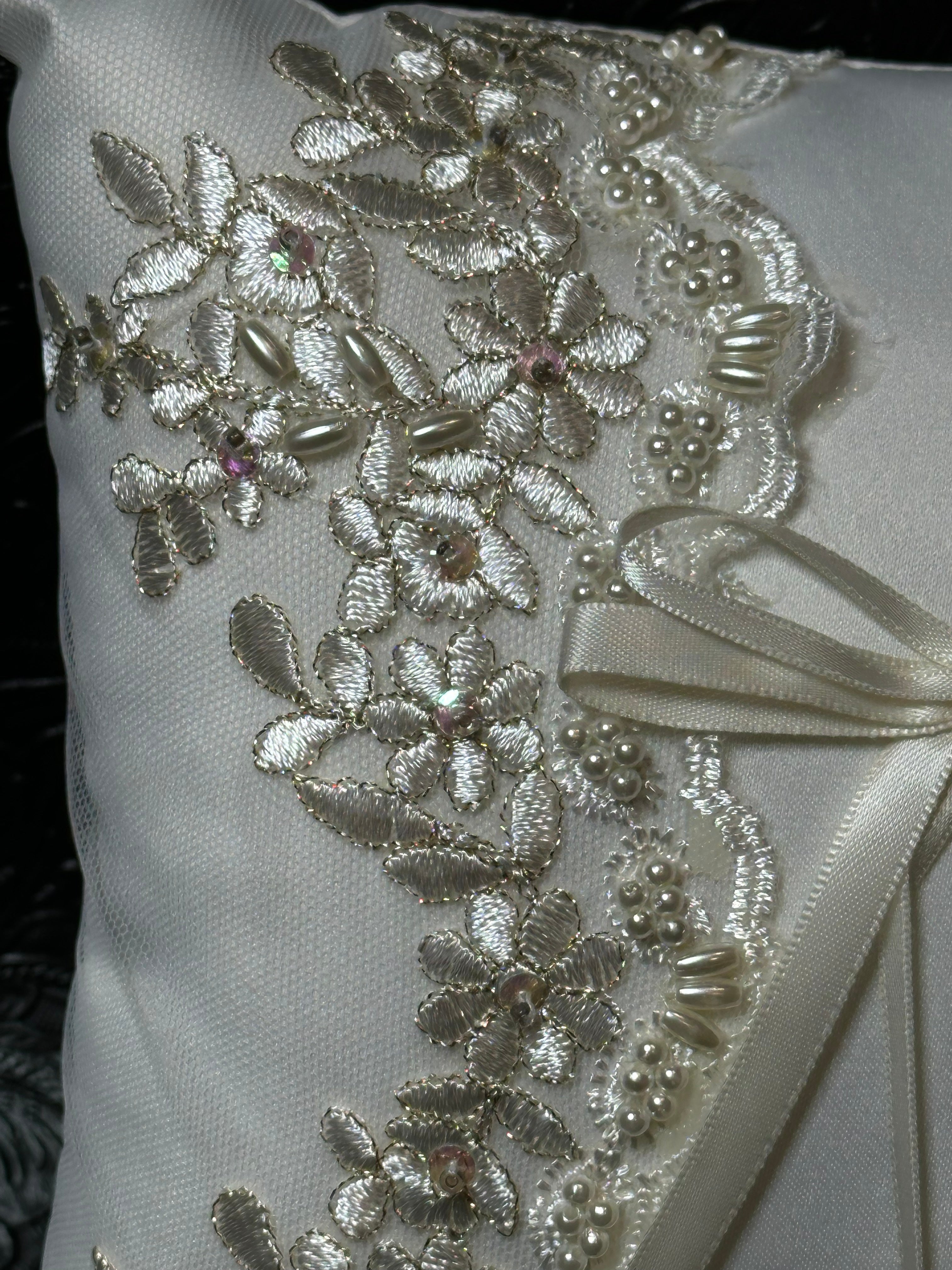 Pearl & Lace Wedding Ring Pillow