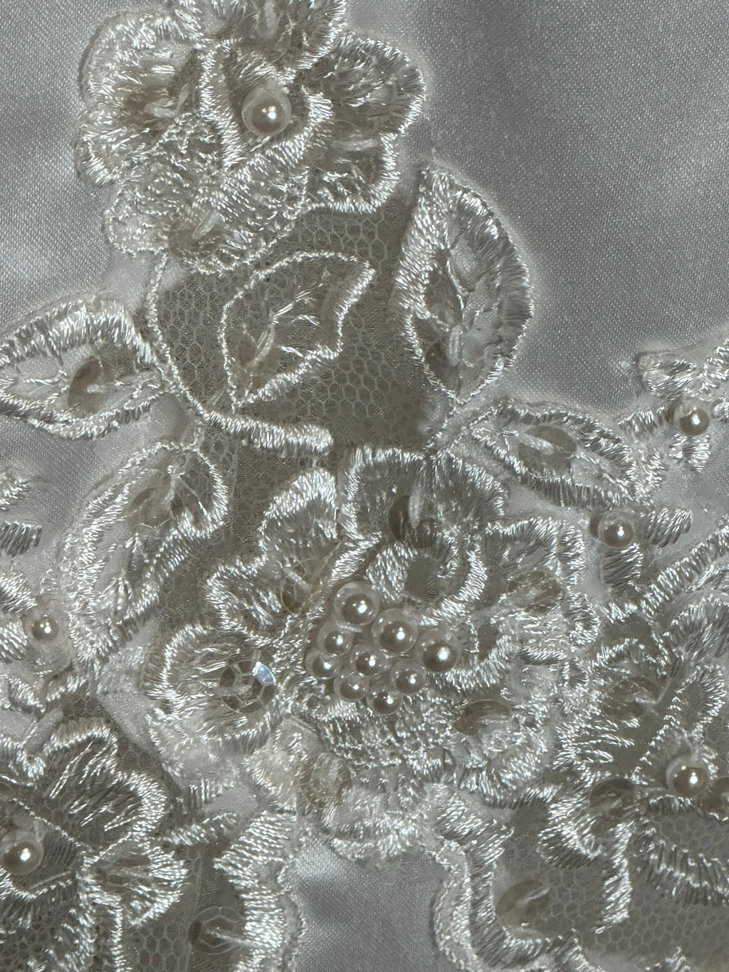 Gloria Vanderbilt Elegant High-Neck Lace Ball Gown with Cathedral Train SIZE 10