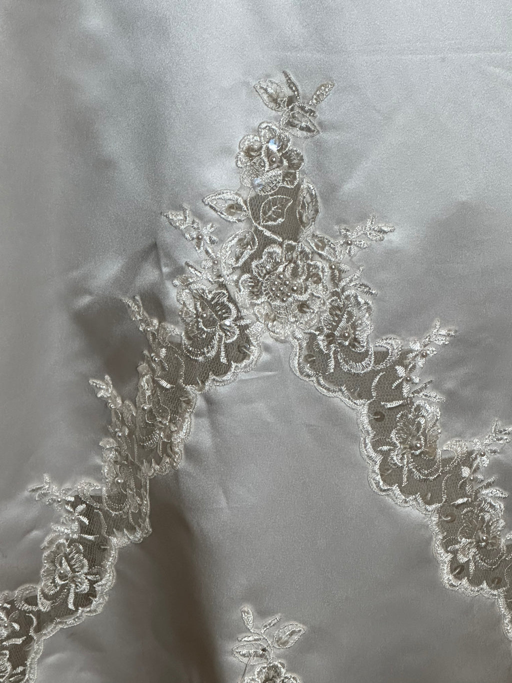 Gloria Vanderbilt Elegant High-Neck Lace Ball Gown with Cathedral Train SIZE 10