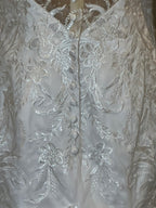Illusion Long Sleeve Lace Mermaid Wedding Dress with Sheer Back & Scalloped Train SIZE 12